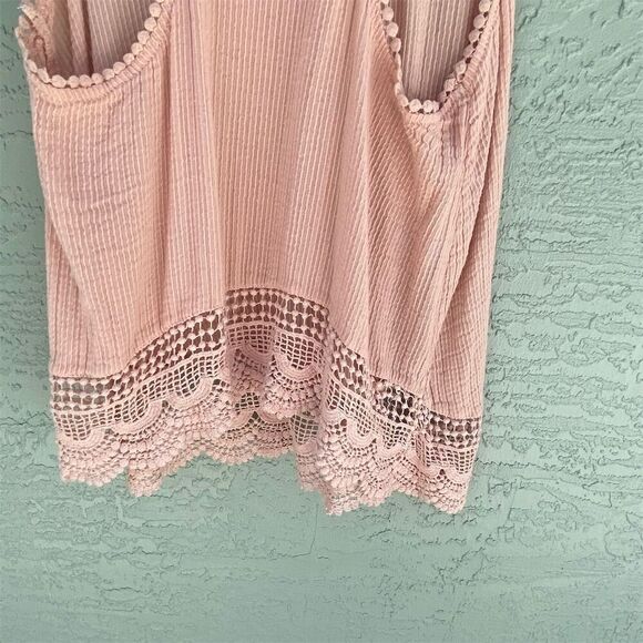 O'Neill Women's Pink Crochet Trim Textured Tank Top Size S Sleeveless - Picture 5 of 10
